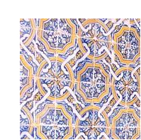 協会の装飾などでよくみられるカーペットスタイル。青単色か、もしくは青・黄色の二色のものが多い。